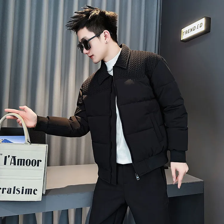 棉服男款冬季2025新款爆款麦穗拼接加厚保暖棉袄冬天男士棉衣外套