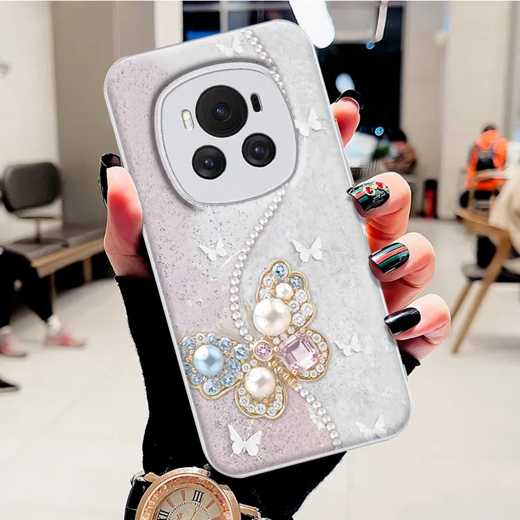 适用荣耀magic6水凝壳magic6Pro手机壳钻石蝴蝶时尚潮防摔保护套