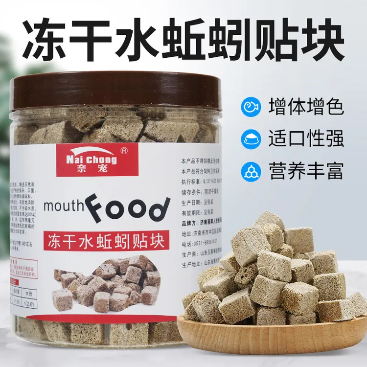 冻干水蚯蚓贴块红线虫赤虫干鱼粮六角恐龙粘贴鱼食观赏鱼冻干饲料