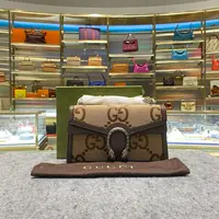 全新未使用 GUCCI/古驰 酒神中号新款卡其色链条包 尺寸28*17