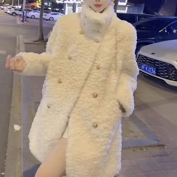 冬季新款高端欧货立领羊羔毛皮毛一体洋气贵妇爆款百搭洋气外套女