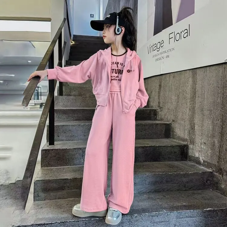 女童秋装2025新款套装运动中大童春秋时髦洋气女孩儿童休闲两件套
