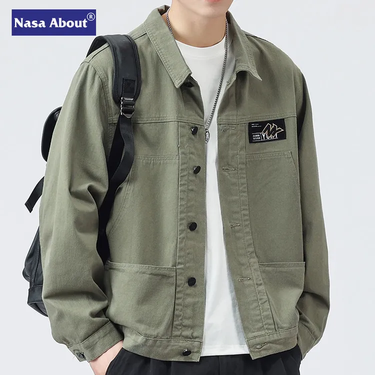 NASA牛仔夹克春季男款美式工装休闲衬衣2025新款时尚外套男休闲
