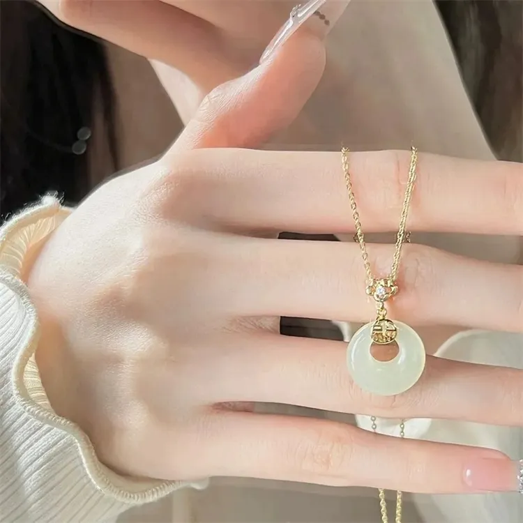 合金项链 新式福运平安扣项链女福字吊坠送闺蜜女友妈妈礼物小众