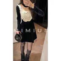 【mimius】七七 裱花方领钉珠蝴蝶结收腰连衣裙 G10367