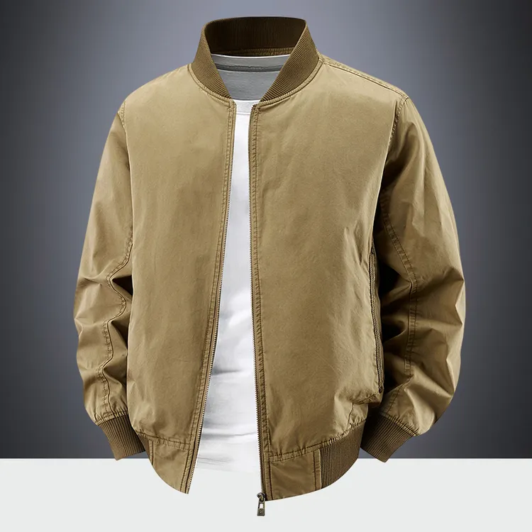 夹克男水洗纯棉美式休闲工装复古棒球服防风抗皱免烫高级感外套