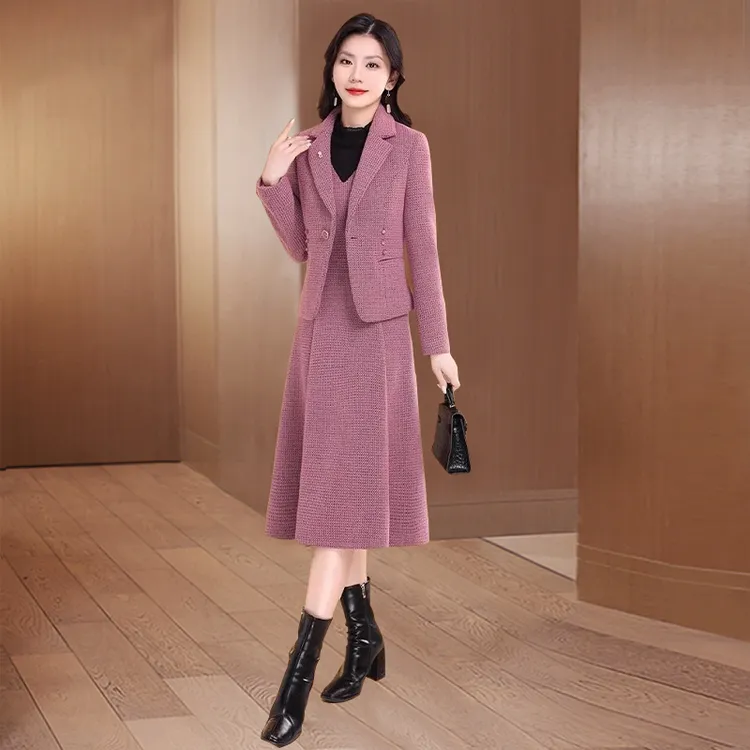 【拉夏】小香风喜婆婆时尚套装连衣裙2025早秋新款气质高级感两件套