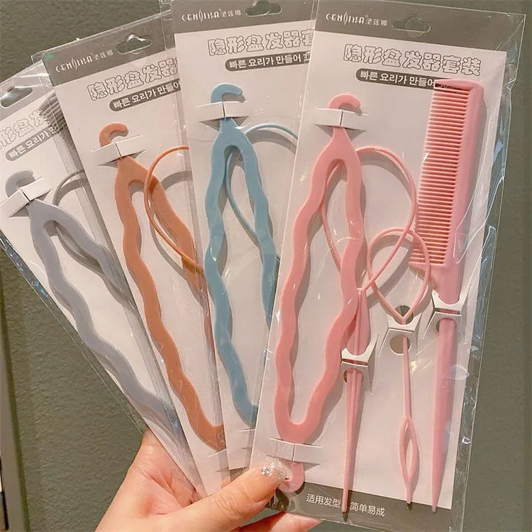 盘发扎头发穿发器梳子儿童女孩绑梳编头发百变懒人造型拉发针神器