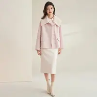 【HS262】2025冬款新品时尚女装针织领款甜美双面呢百搭大衣
