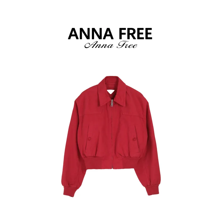 ANNA FREE 复古红色工装外套女秋季2025新款休闲宽松上衣Z8614