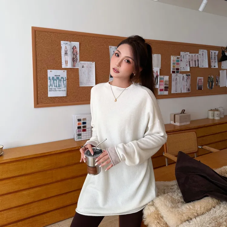 Moprobably李予诺「云层」“100%绵羊毛”撞色百搭套头毛衫L5476002