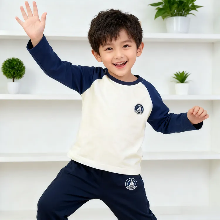 【插肩袖长袖T】秋季萌娃穿搭纯棉韩版圆领长袖针织休闲男女