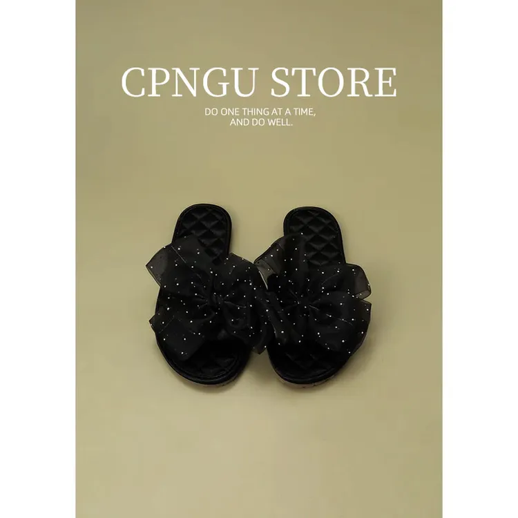 CPNGU 法式绸缎家居底拖鞋春秋室内家女居用木地板防滑夏季凉拖鞋