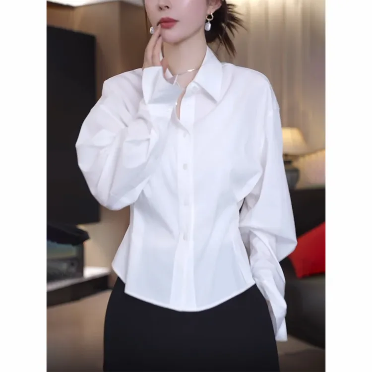 法式白色衬衫女2025新款早秋轻奢高级感减龄洋气收腰显瘦衬衣上衣
