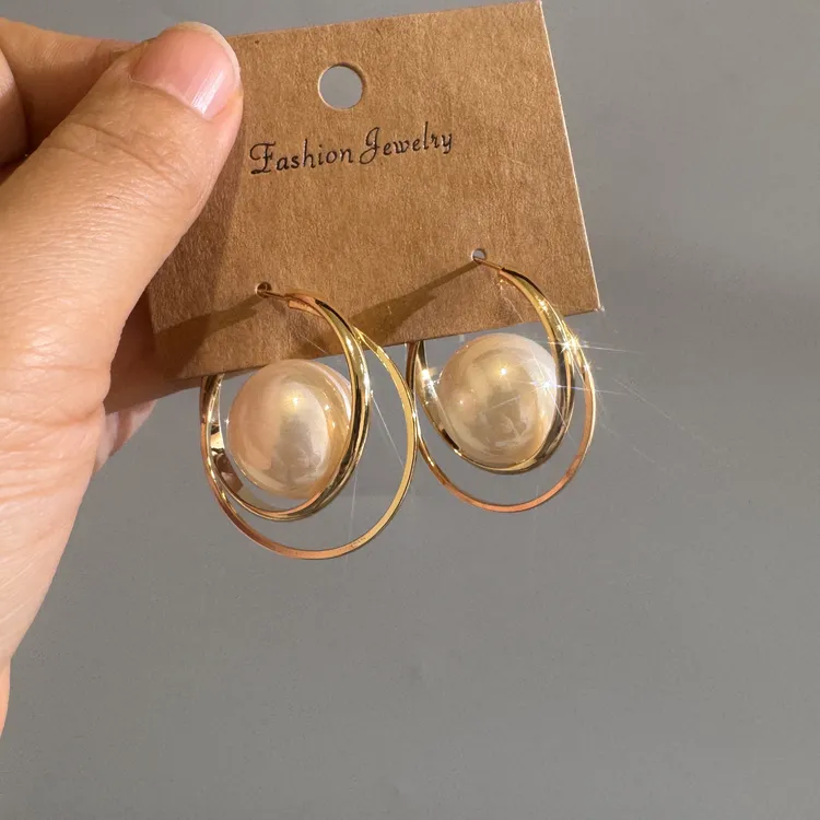 铜合金仿珍珠耳饰 铜合金简约气质珠珠百搭气质耳环耳饰