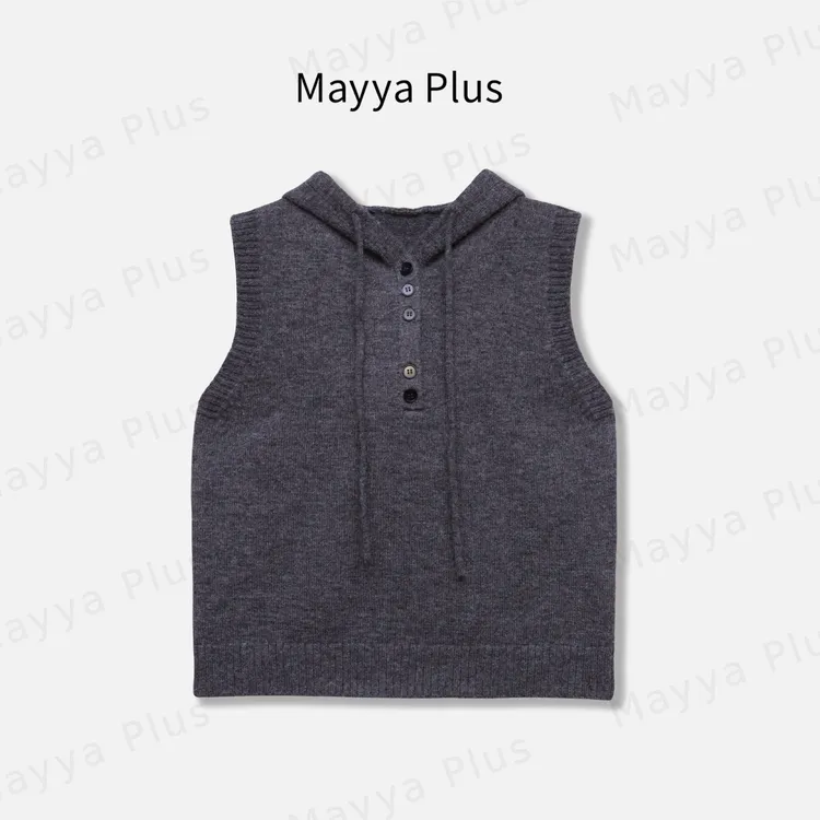 【随性搭】Mayya Plus麦芽定制冬季百搭叠穿连帽针织衫马夹32547691