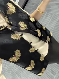 100%桑蚕丝！黑金蝴蝶宋锦马甲