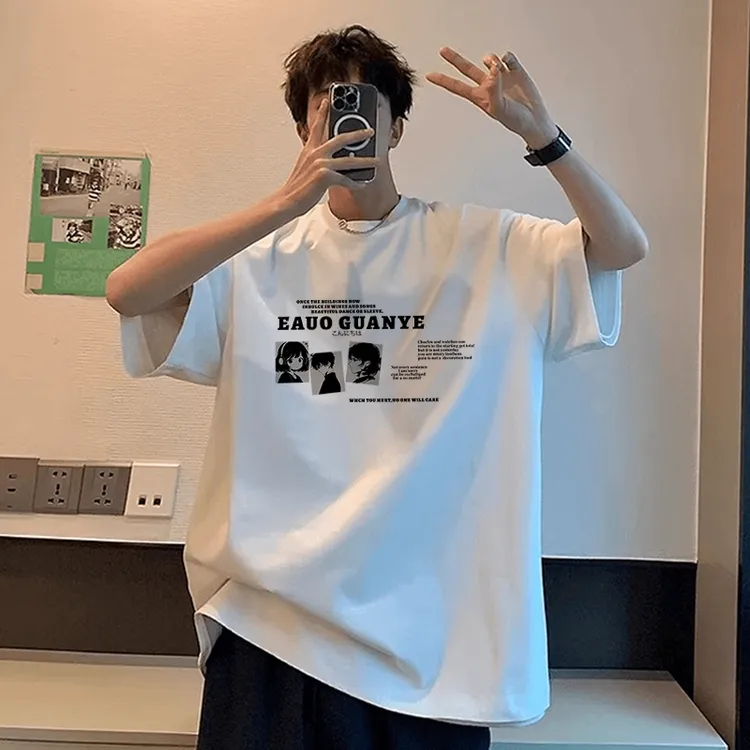 【重磅纯棉】短袖男t恤夏季新款休闲潮流上衣男生日系动漫印花半袖