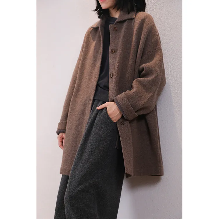 东雍 战马 重工双面加密手工裁剪钻石纹玲珑纱羊绒夹克外套大衣