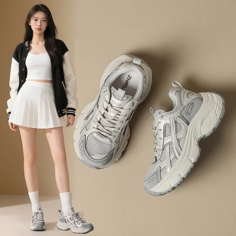 ZHR/则则百搭运动鞋女2025秋冬时尚厚底增高老爹鞋轻便日常休闲鞋