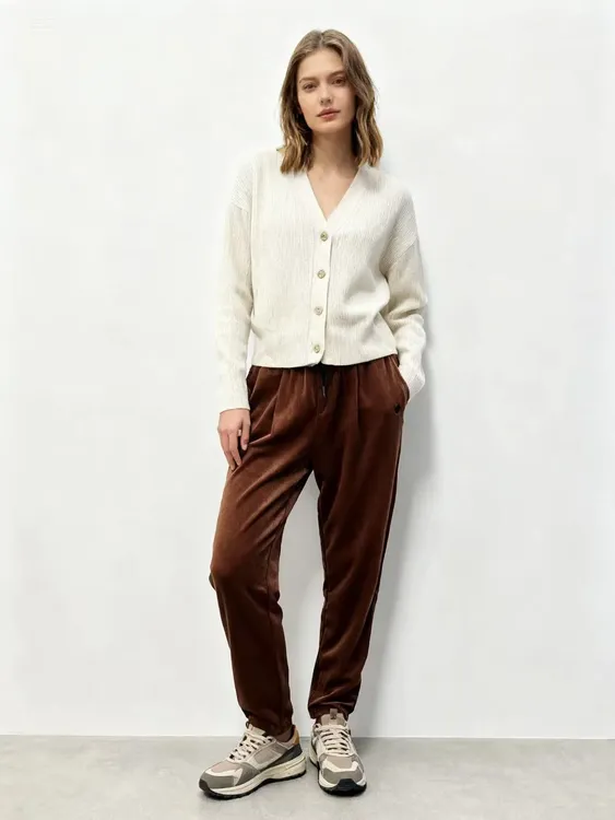 男女款锥形条绒长裤垂感灯芯绒直筒运动休闲裤 0-8258