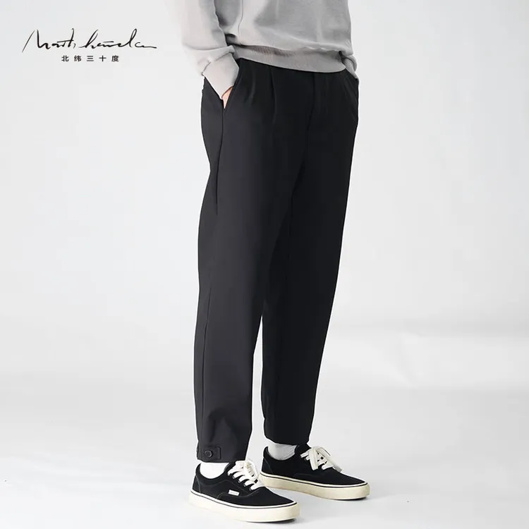 北纬三十度原创设计师品牌男装秋冬加绒户外百搭宽松直筒休闲裤
