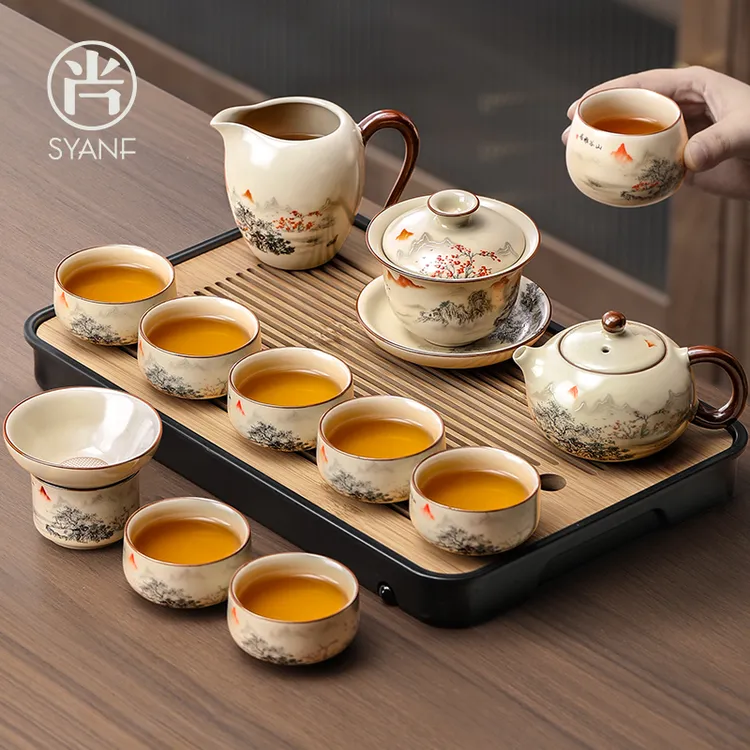 汝窑功夫茶具套装家用喝茶陶瓷泡茶专用茶壶茶杯轻奢高档2025新款
