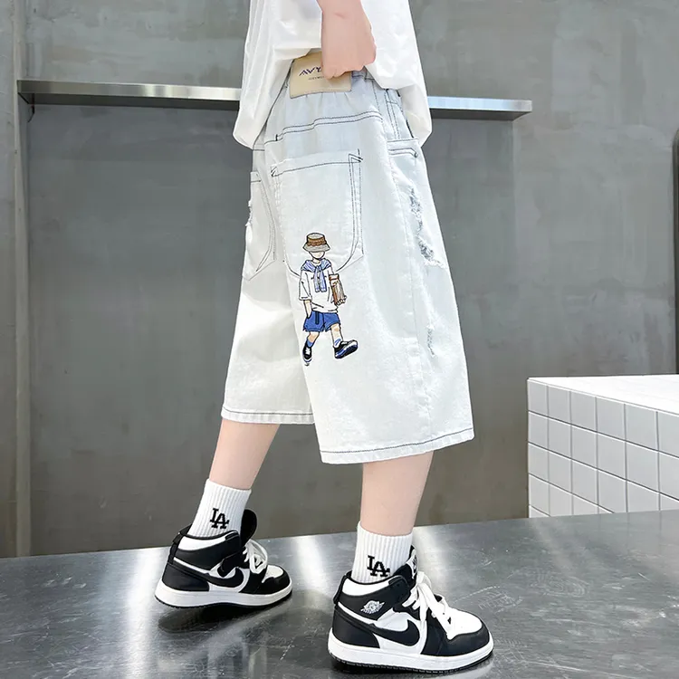 儿童装男童夏装薄款裤子2025新款夏季中大童牛仔短裤夏款男孩中裤