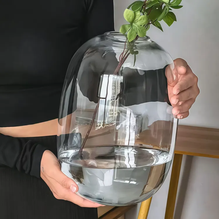 马醉木花瓶玻璃透明龟背竹大肚南天竹吊钟专用高级感轻奢文昌竹