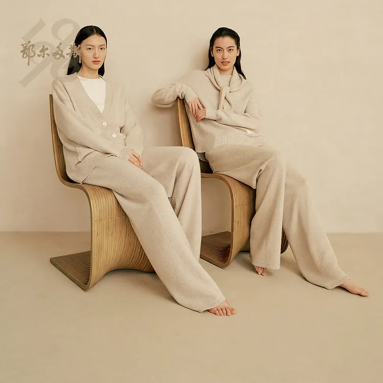 【抗菌抗静电】鄂尔多斯1980新品V领女无染色纯羊绒开衫25春夏