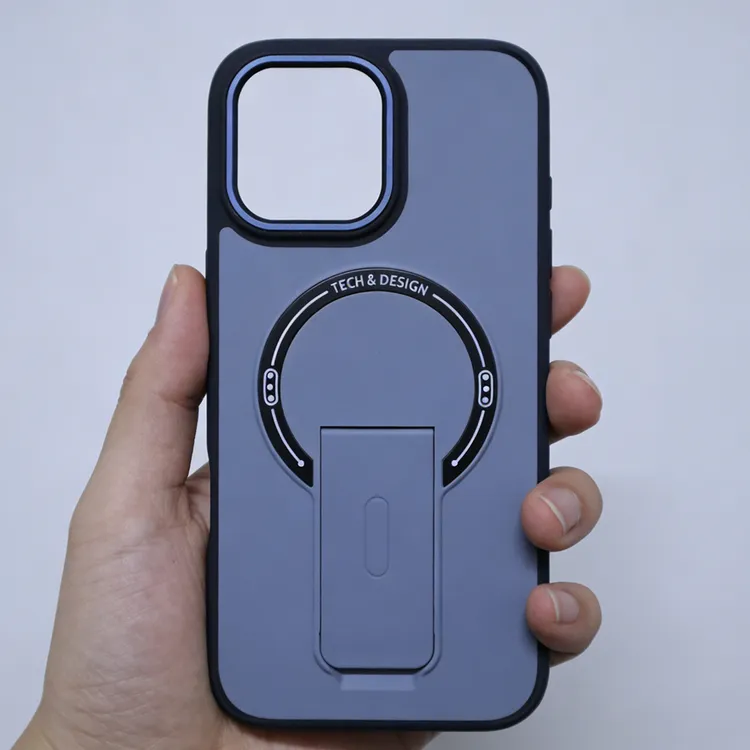 简约创意糖果色肤感手机保护套磁吸支架手机壳全包防摔个性便携