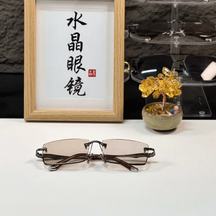 【水晶眼镜】无框商务款简约大气养眼润眼 防刮耐磨百搭不挑人