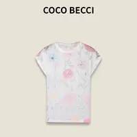 COCO BECCI【花花T】夏季新款显瘦时尚百搭针织短袖T恤CFHHB332061