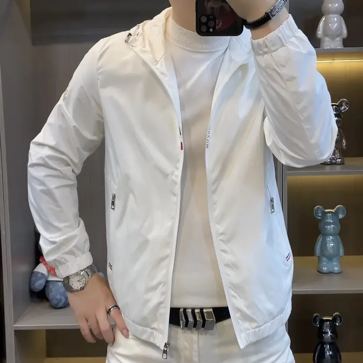 男士轻奢连帽防风简约休闲夹克连帽外套 M990