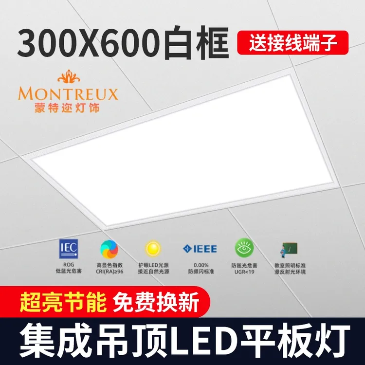 超薄厨房灯集成吊顶led灯300x600平板吸顶灯卫生间浴室铝扣板灯