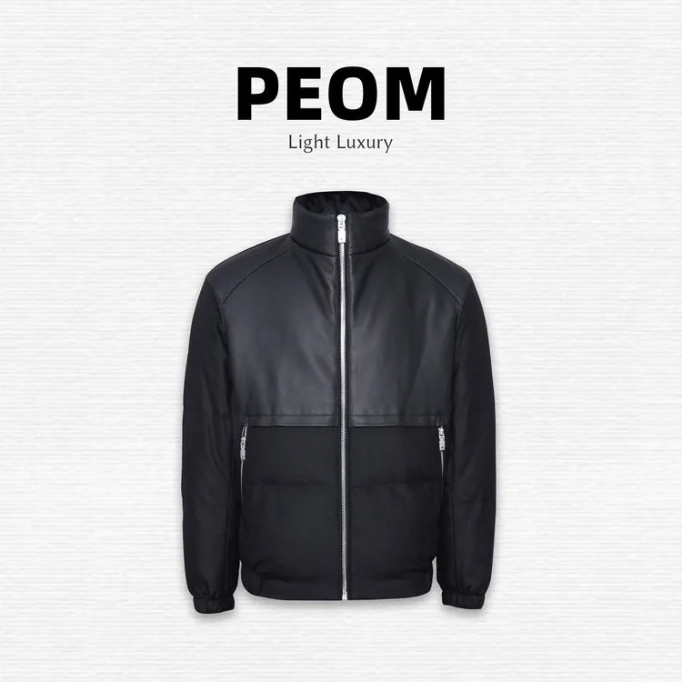 877828 I 2025【骆驼绒+90白鹅绒】拼绵羊皮立领休闲男士羽绒外套