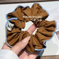 【阿敲】A2172~复古气质咖色蓝边大肠发圈简约扎头发绳-麦穗头饰