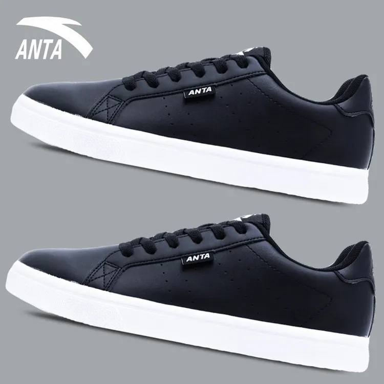安踏男鞋板鞋春季新款男士休闲鞋子低帮小白鞋滑板鞋黑色运动鞋男