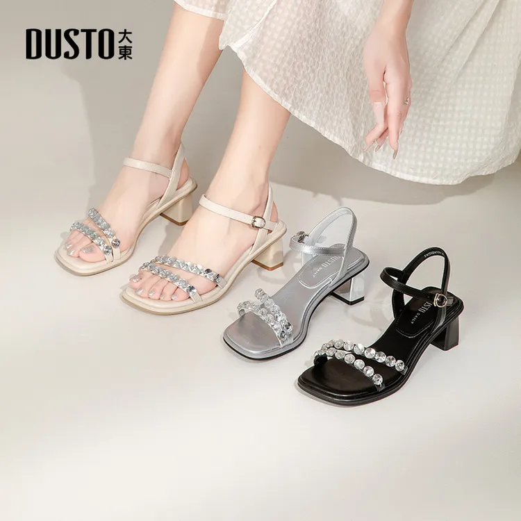 大东时装凉鞋气质轻奢小众女鞋夏季爆款粗跟增高百搭鞋子女0617