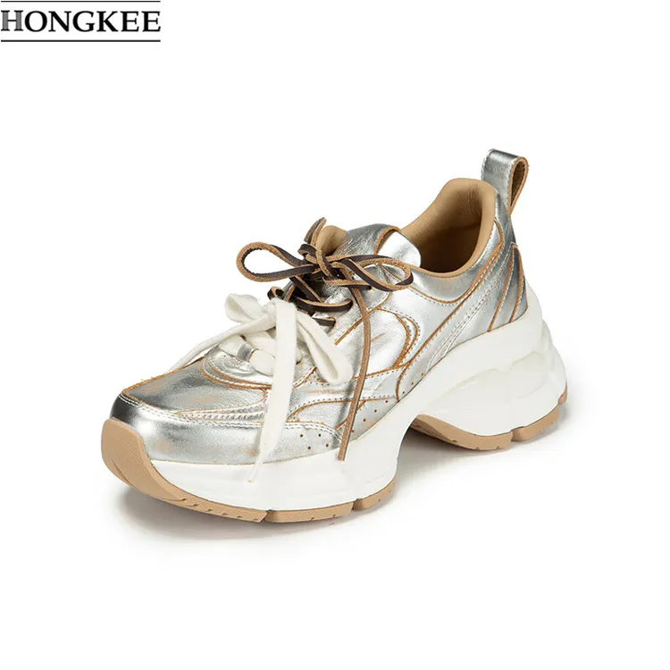 HONGKEE/红科休闲鞋女款2025秋季新款厚底增高个性老爹鞋HB25X300