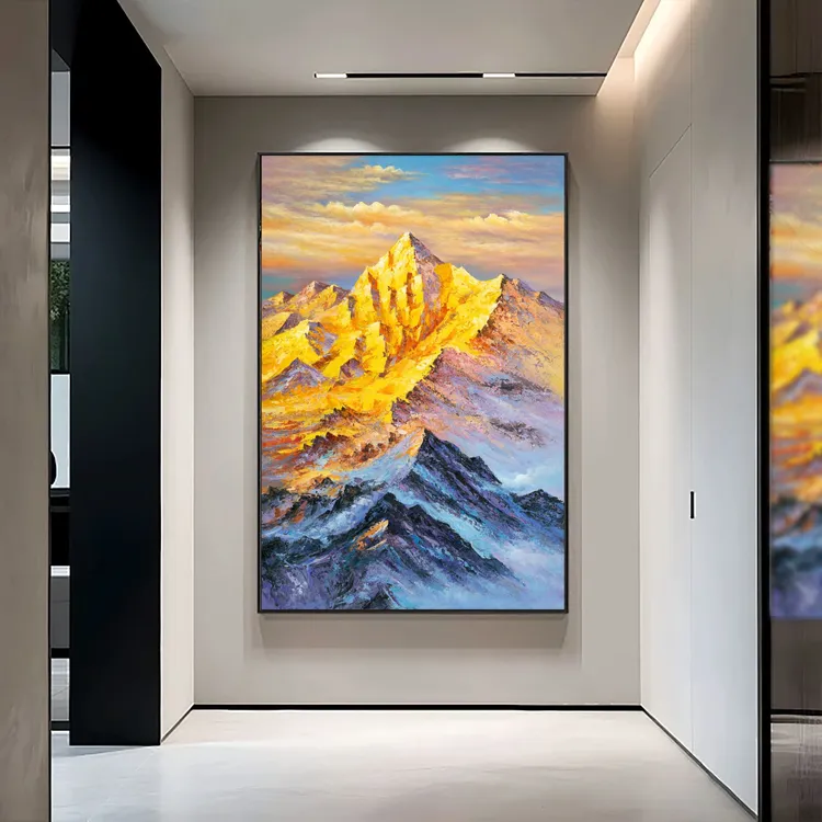 【黎总】日照金山现代简约轻奢客厅玄关背景装饰画