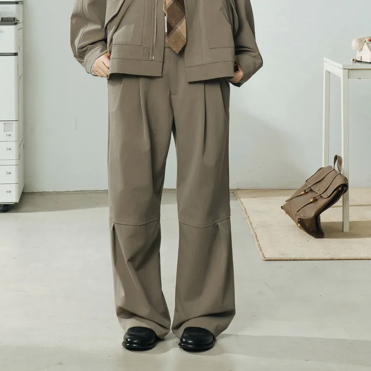 UTIMUS西裤立体裁剪拼接休闲裤490克混纺宽松长裤通勤直筒阔腿