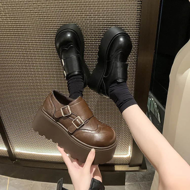 英伦风厚底小皮鞋女2025年秋冬新款一脚蹬气质乐福鞋百搭时尚单鞋