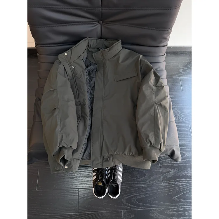 美式复古立领夹克棉服男款冬季加厚设计感潮牌bomber飞行棉衣外套