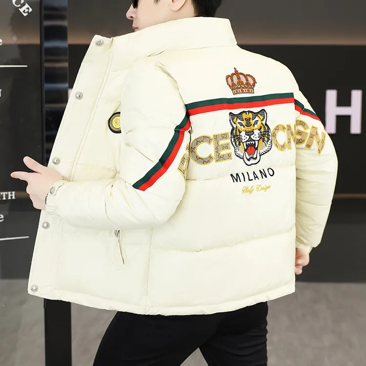 阿凯严选-高品质冬季新款男士潮流时尚修身立领刺绣保暖棉服外套