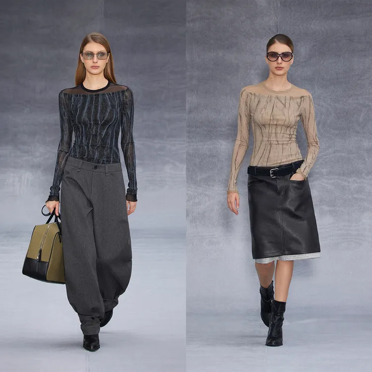 Randpickéecover系列-假两件荡领网纱上衣