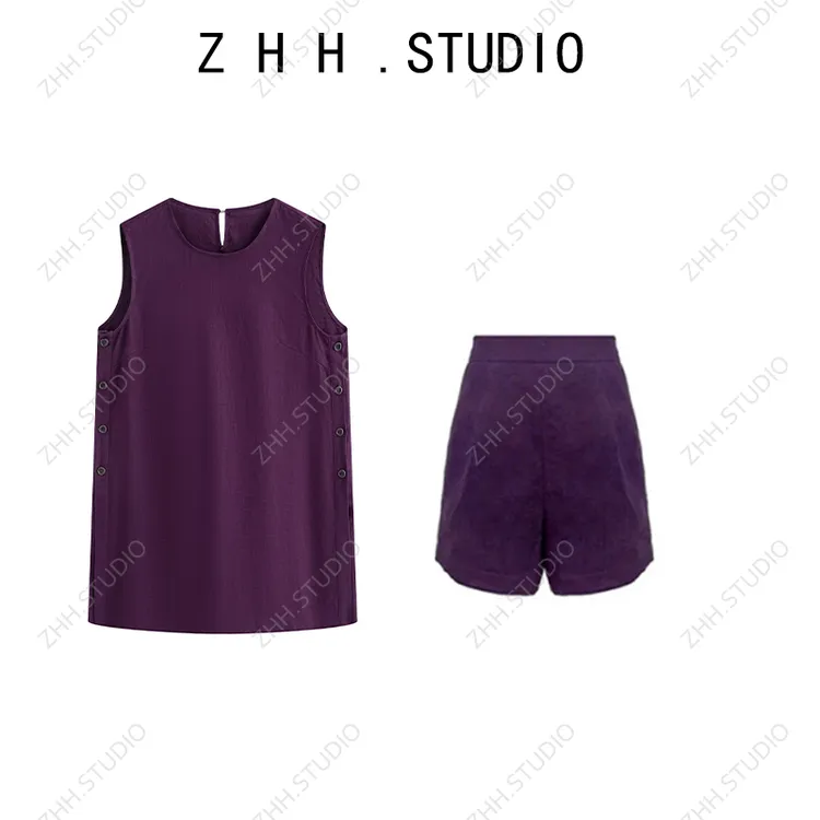 天丝亚麻套装女2025夏新款韩版宽松老钱风上衣裙子+短裤两件套