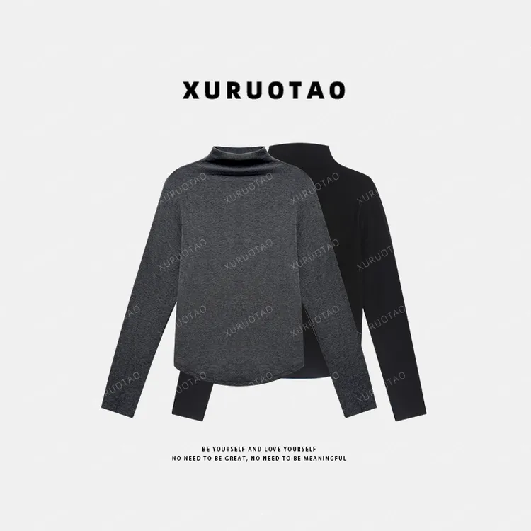XURUOTAO 【懒人打底】棉感高领弹力设计显瘦百搭两色上衣 T5713