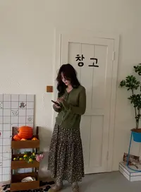 韩国代购.maison cream 咸菜绿马海毛初秋毛衣开衫 L25082236