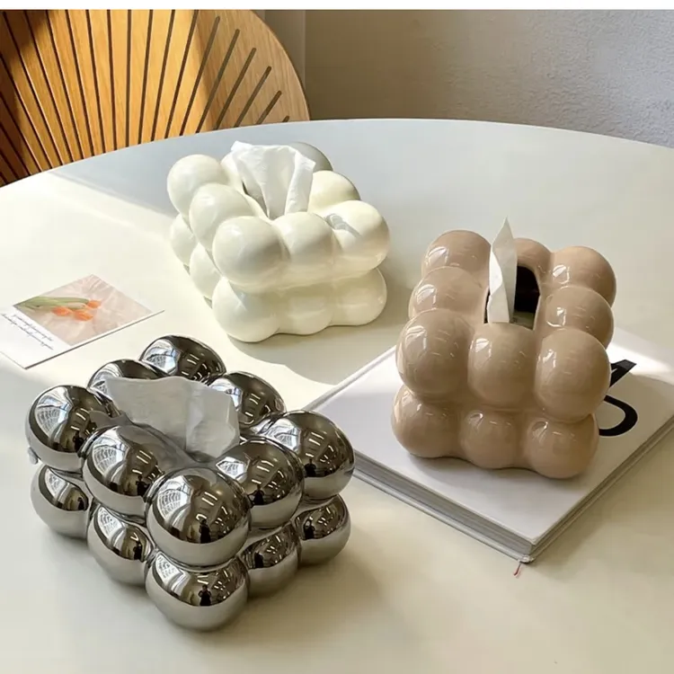 陶瓷创意桌面纸巾盒摆件客厅高档抽纸盒可爱轻奢茶几装饰品网红